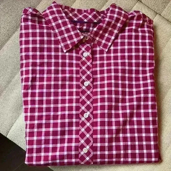 Talbots Petite Woodland Berry XL Plaid Button Down - Picture 8 of 10